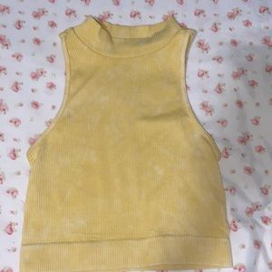 Seamless Acid Wash Mock-Neck Crop Top